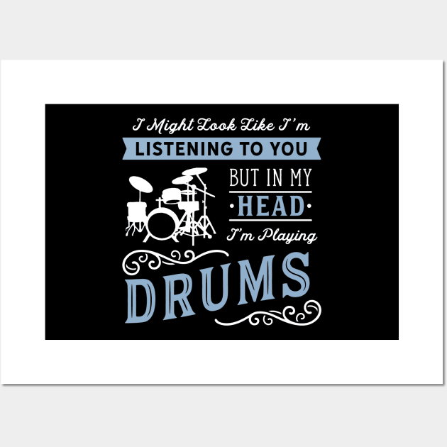 Funny Drumming Print Cool Drum Print Drummer Musician Tee Wall Art by Linco